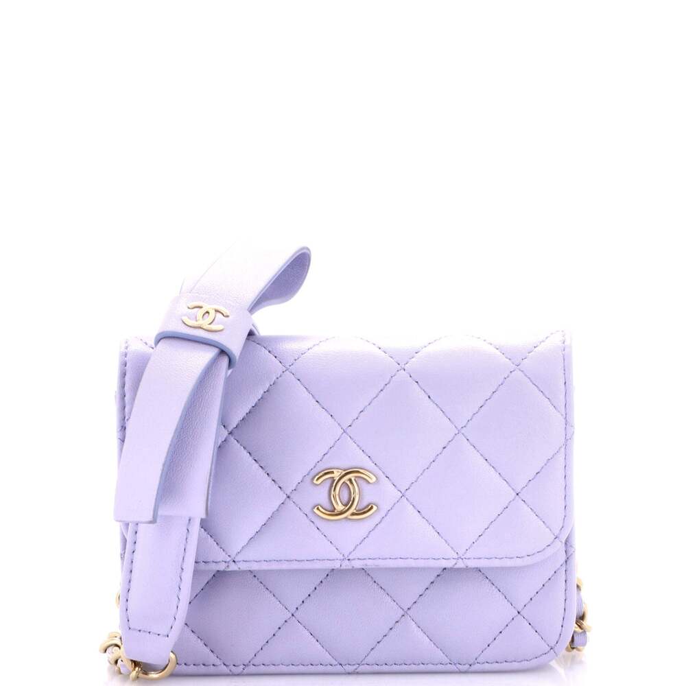 Chanel Bow Strap Card Holder On Chain #295140C20B